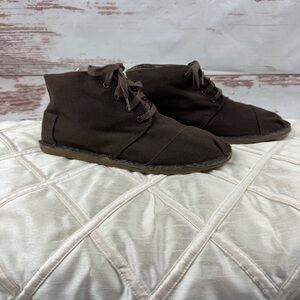 Tom’s Desert Botas Brown Canvas Chukka Ankle Boots Men's sz 11